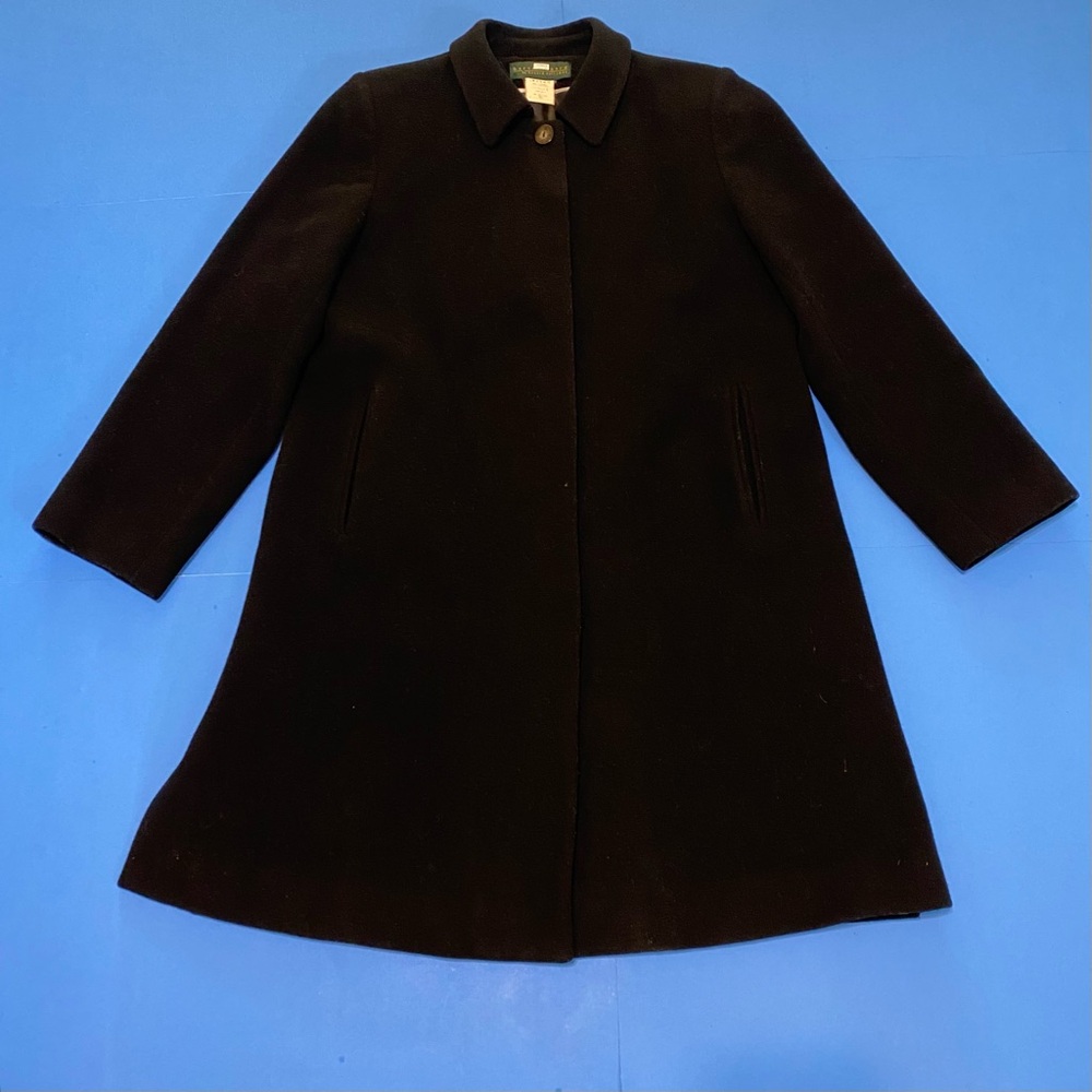 Harve Benard Black wool blend coat size 8